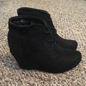 Black wedge booties